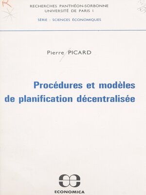 cover image of Procédures et modèles de planification décentralisée